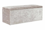 Home Kourtney Crushed Velvet Ottoman - Silver | Stylish Footstool Pouffe Living