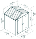 Palram Canopia Rubicon Plastic Grey Garden Shed - 6 x 5ft