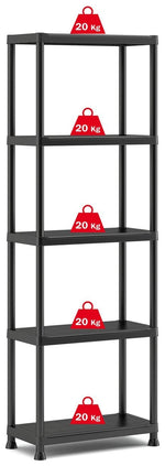Keter Plus 5 Tier Shelf Plastic Storage Unit Garage Workshop Black Utility Home