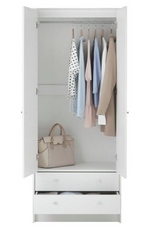 Malibu 2 Door 2 Drawer Wardrobe - White (B GRADE 1095.)
